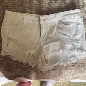 White jean shorts